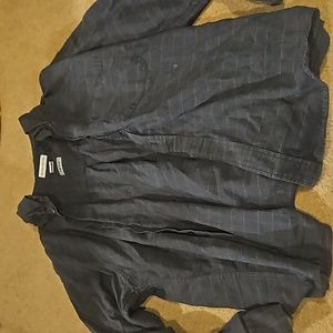 IZOD XL Plaid Gray Button Up